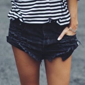 One Teaspoon Black Bonita Cutoff Shorts